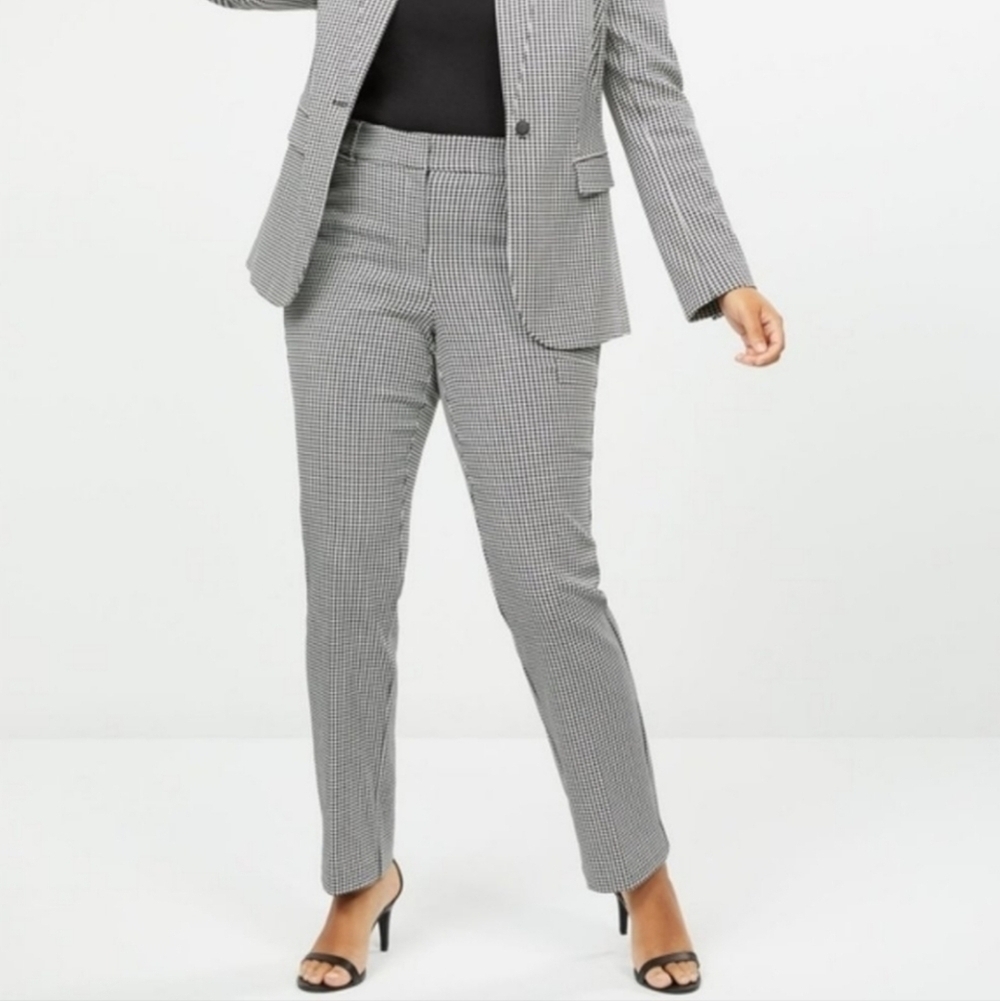 Lane Bryant 18 NEW Allie Straight Leg Mid Rise Gray Textured Stretch Dress Pants